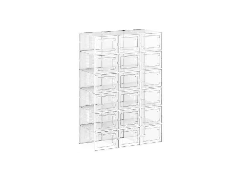 Songmics Schuhorganizer Transparent/Weiss, 18er Set