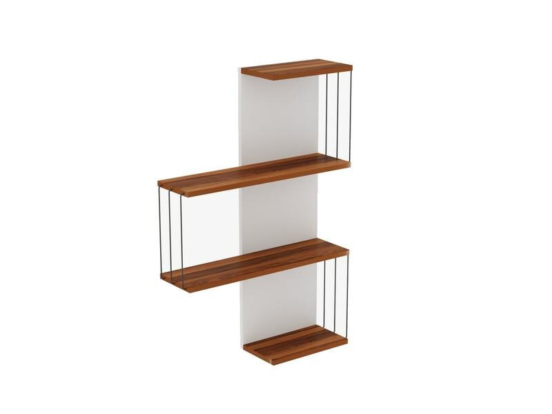 Woody Fashion Wandregal Çambel 64 x 96 x 19 cm, Braun/Weiss