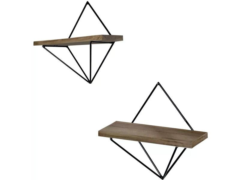 Woody Fashion Wandregal WR046 2 Stück, 30 x 14 x 2 cm, Walnuss