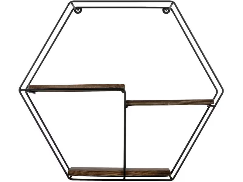 Woody Fashion Wandregal Narcissus 60 x 53 x 15 cm, Schwarz/Walnuss
