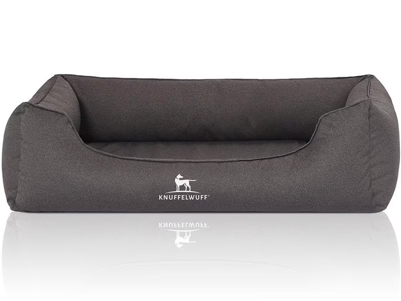 Knuffelwuff Hunde-Bett Leon Velour M – L, 85 x 63 cm, Anthrazit