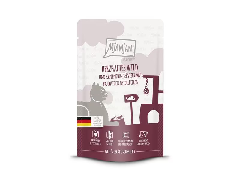 Mjamjam Nassfutter Quetschie Wild &amp; Kaninchen, 125 g