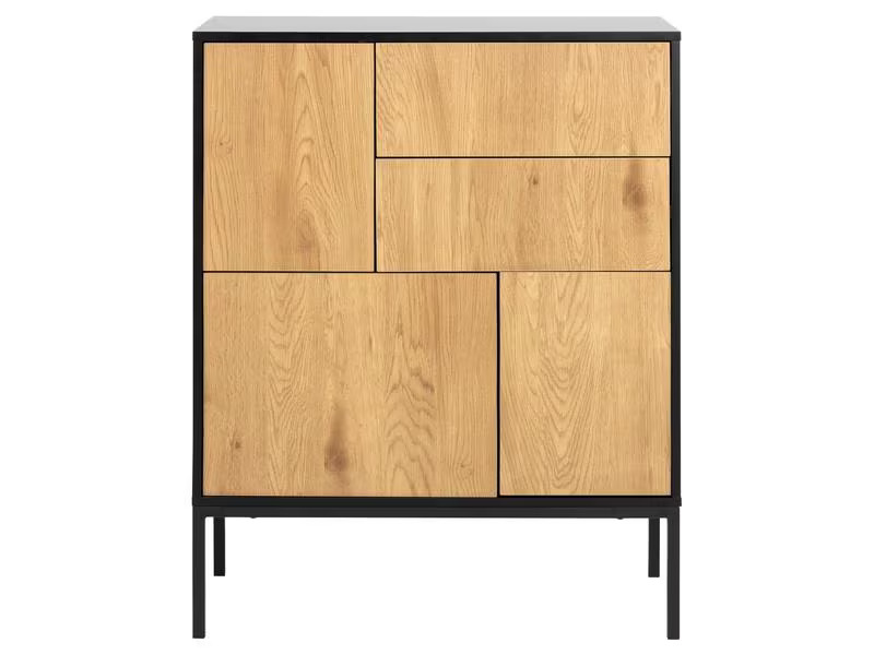 AC Design Kommode Seaford 80 x 40 x 103 cm, Nature/Schwarz