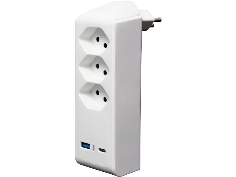 Brennenstuhl Abzweigstecker 3 x T13, 1 x USB A, 1 x USB C, 300° drehbar