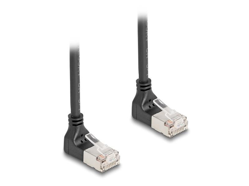 Delock Patchkabel 90° oben gewinkelt Cat 6A, S/FTP, 1 m, Schwarz