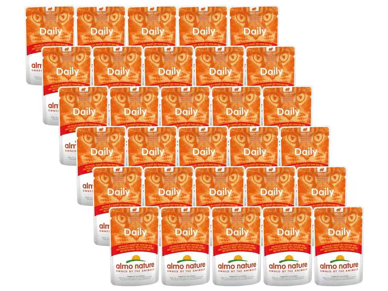 Almo Nature Nassfutter Daily mit Huhn und Rind, 30 x 70 g