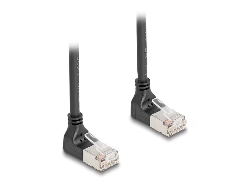 Delock Patchkabel 90° oben gewinkelt Cat 6A, S/FTP, 2 m, Schwarz
