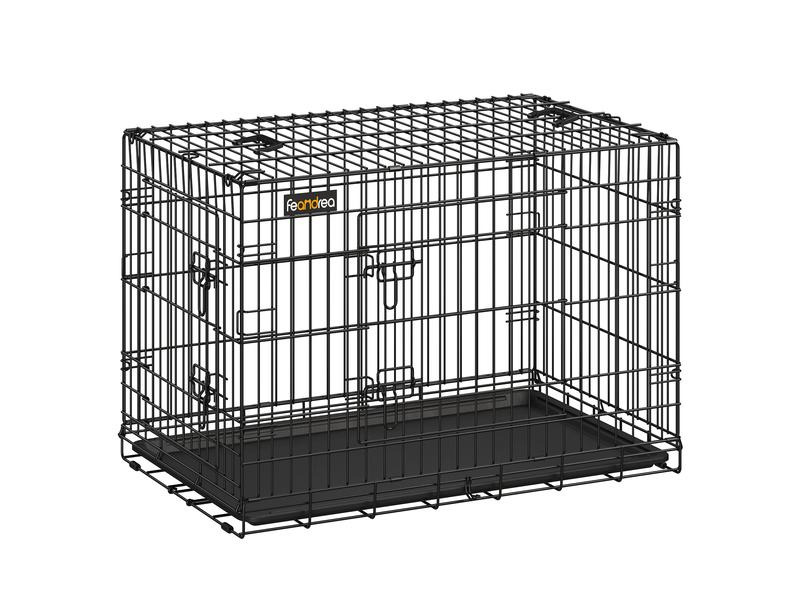 Feandrea Hundekäfig XL mit 2 Türen, 92.5 x 57.5 x 64 cm, Schwarz