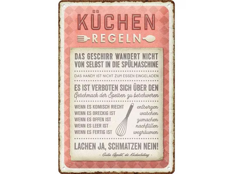 Nostalgic Art Schild Küchen-Regeln 20 x 30 cm, Metall