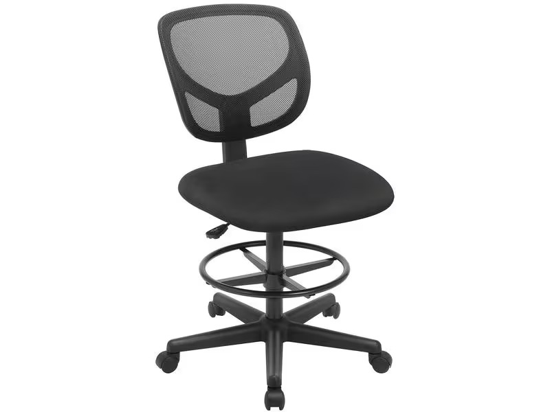 Songmics Bürostuhl mit Fusskreuz, Schwarz