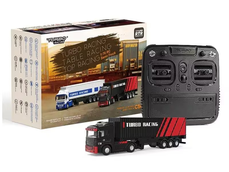 Turbo Racing Lastwagen C50 mit Anhänger Schwarz, 1:76, RTR