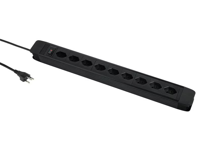 Schönenberger Steckdosenleiste 9 x T13 horizontal 5 m, Schwarz