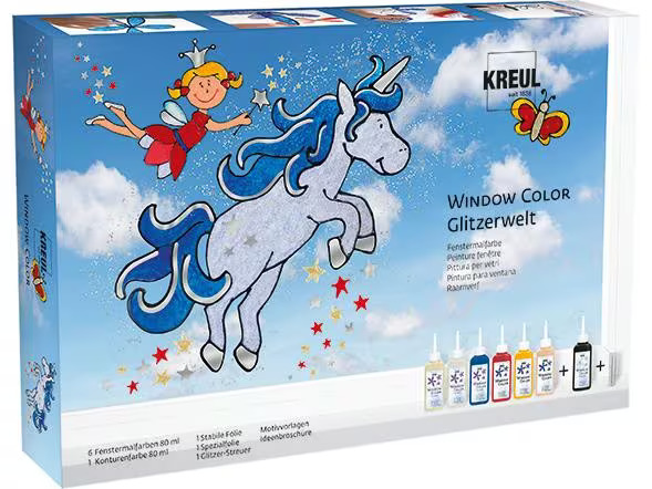 Kreul Fensterfarbe Kreul Set Glitzer 80 ml x 6 Stück