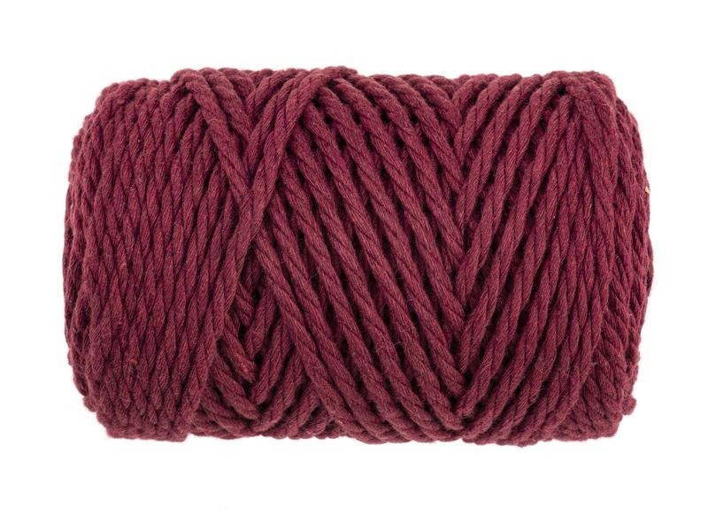 Glorex Wolle Makramee Rope gedreht 63 m x 3 mm, 250g, Bordeaux