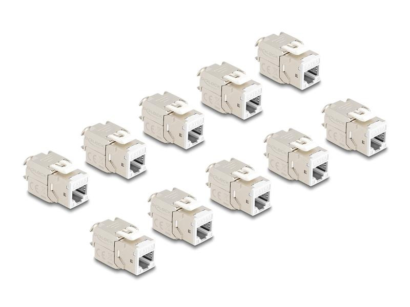 Delock Keystone-Modul RJ45 zu LSA Cat.6A Weiss, 10 Stück