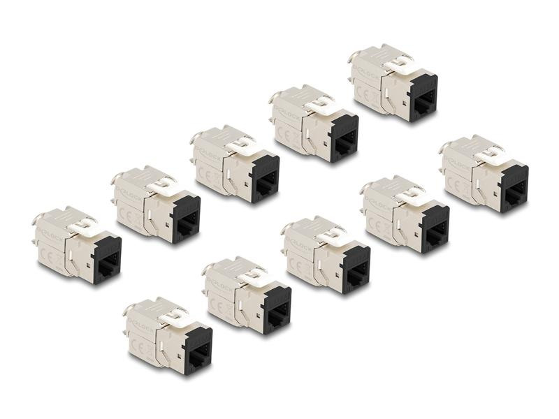 Delock Keystone-Modul RJ45 zu LSA Cat.6A Schwarz, 10 Stück
