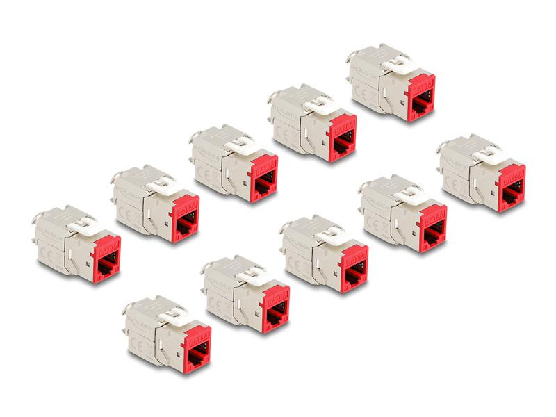 Delock Keystone-Modul RJ45 zu LSA Cat.6A Rot, 10 Stück
