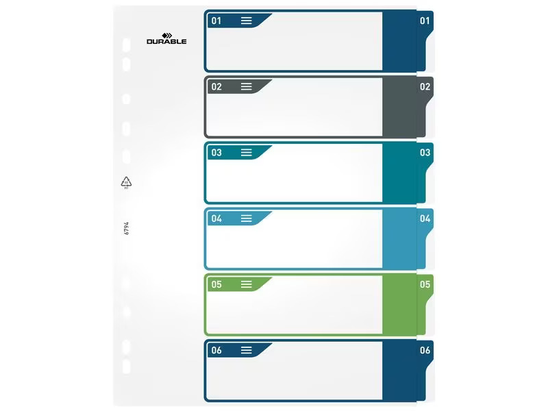 DURABLE Register A4+, 1-6, 5-farbig