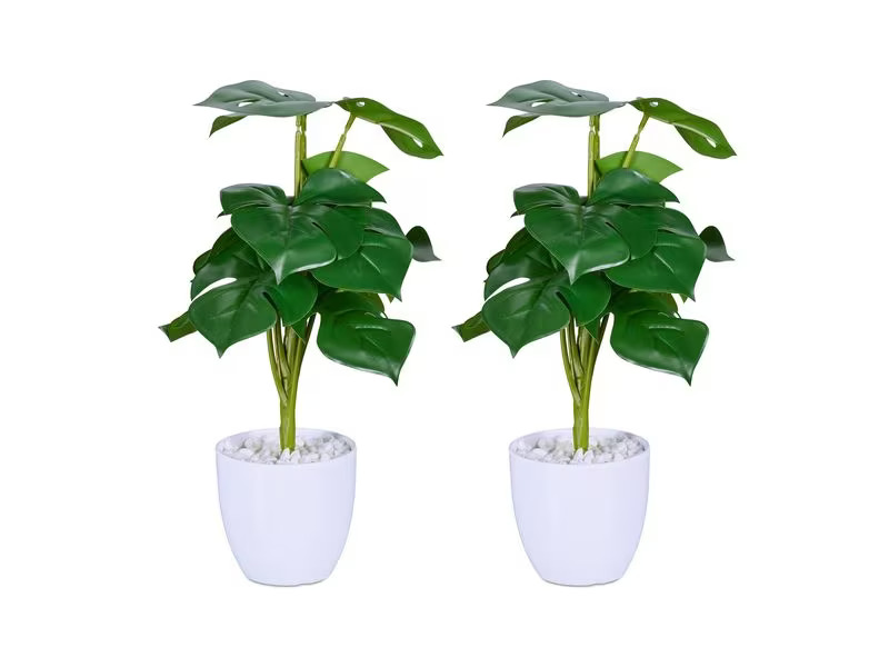 relaxdays Kunstpflanze Monstera 2 Stück, 33 cm