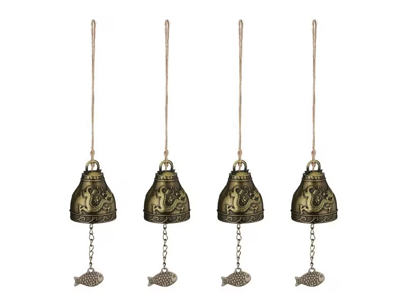 relaxdays Windspiel Feng-Shui 4 Stück, Gold