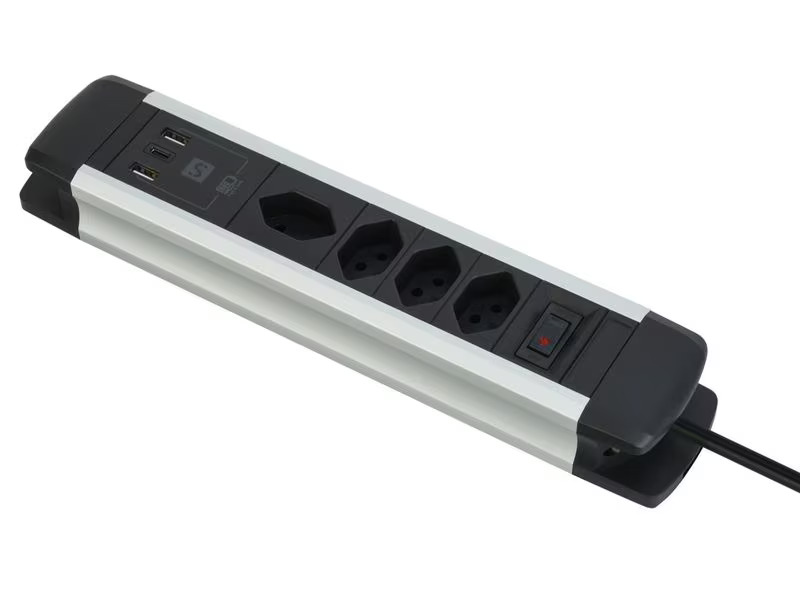 Schönenberger Steckdosenleiste 4 x T13, 2 x USB-A, 1 x USB-C, 2 m