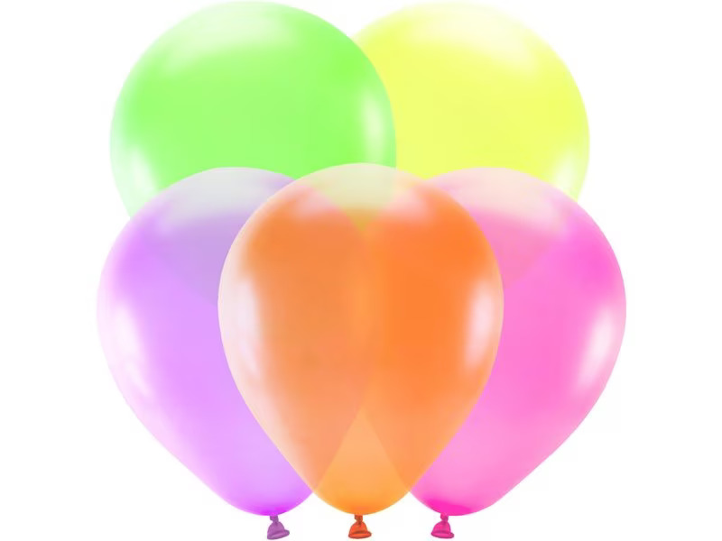 Partydeco Luftballon Uni Neon 5 Stück, Mehrfarbig, Ø 25 cm