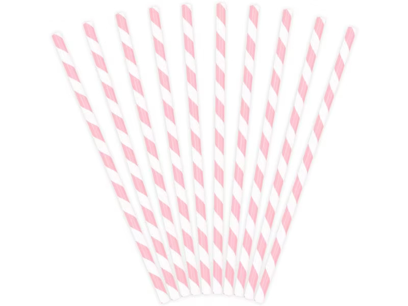 Partydeco Strohhalm 19.5 cm, 10 Stück, Rosa/Weiss