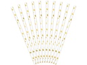Partydeco Strohhalm Herzen 10 Stück, Gold/Weiss