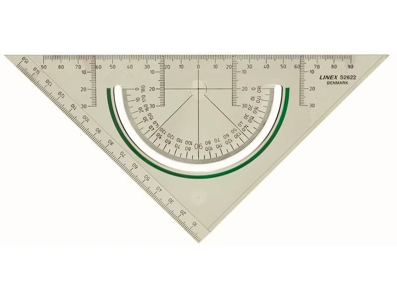 Linex Geodreieck mit integriertem Winkelmesser