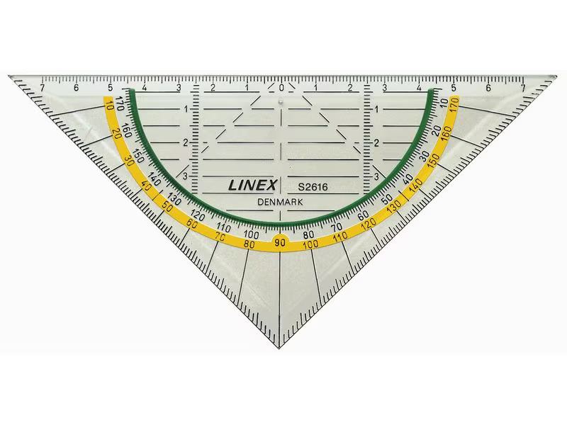 Linex Geodreieck mit integriertem Winkelmesser