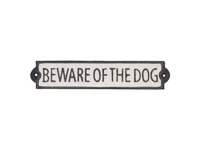 Esschert Design Wandschild Beware of the dog 25.8 cm, Schwarz/Weiss