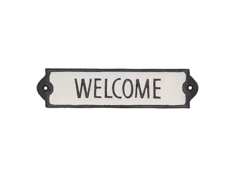 Esschert Design Wandschild Welcome 21.2 cm, Schwarz/Weiss