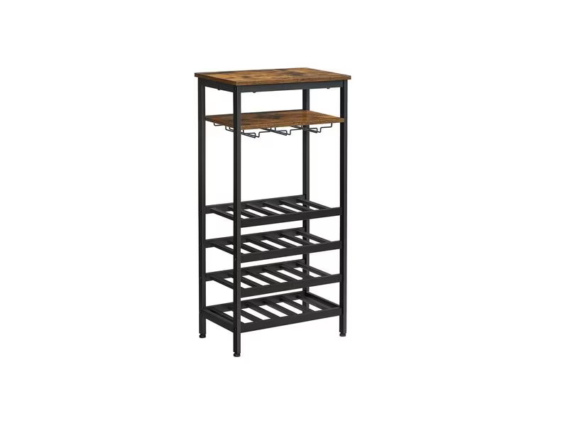 VASAGLE Weinregal 32 cm x 50 cm, Braun/Schwarz