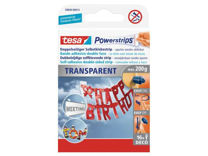 tesa Selbstklebestrip Powerstrips Deco 16 Stück, Weiss, 200 g