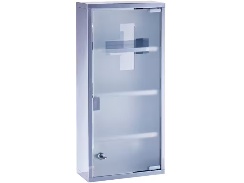 Zeller Present Erste Hilfe Schrank 27 x 12 x 57 cm, Silber