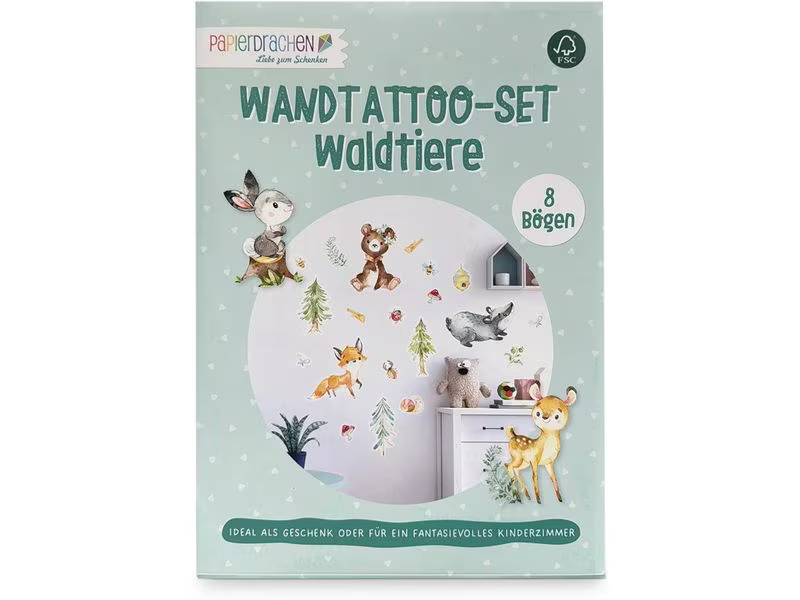 Papierdrachen Wandtattoo-Set Waldtiere