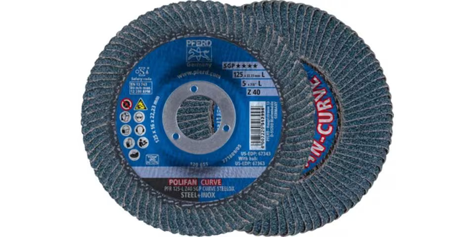 Pferd Polifan-Fächerscheiben Zirkonkorund PFR 125 x 22.23 mm M Z40