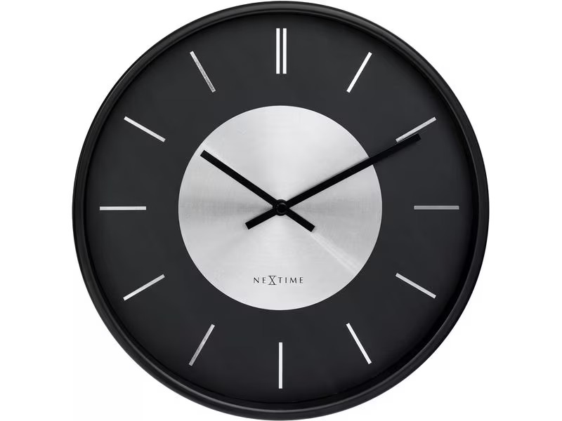 NeXtime Wanduhr Retro II Ø 25 cm, Schwarz/Silber