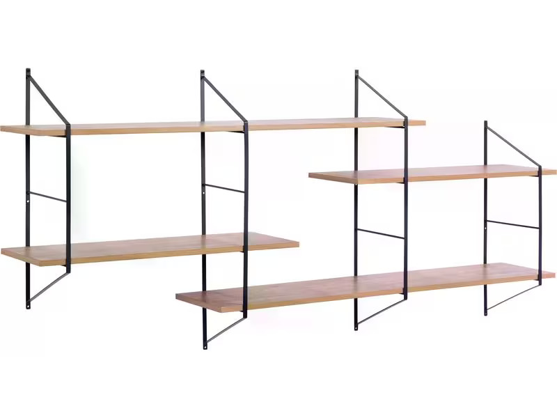 AC Design Wandregal Belfast 191 x 25,5 x 79 cm, Braun/Schwarz