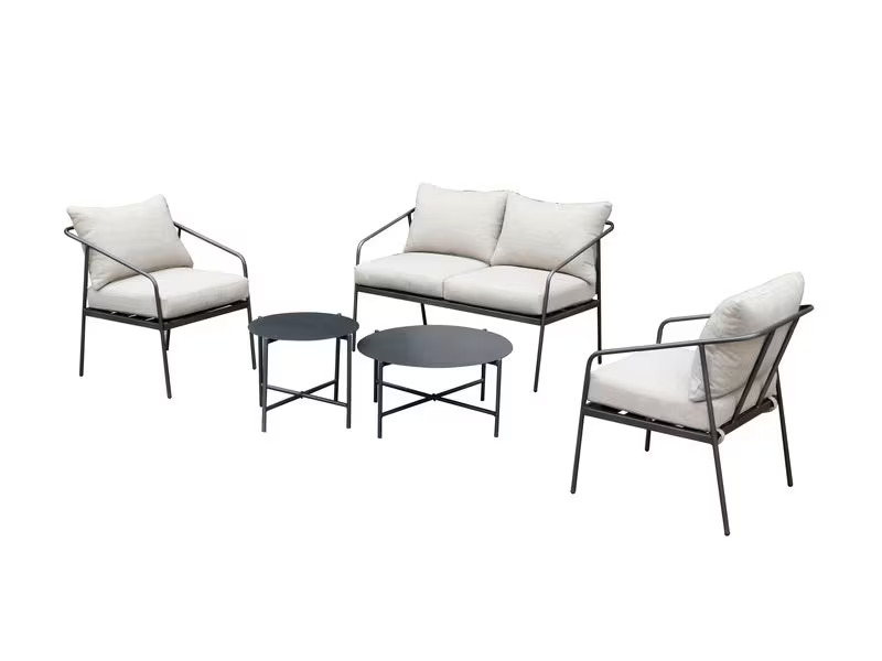 COCON Loungeset Origlio, Beige/Schwarz, 4 Sitzplätze