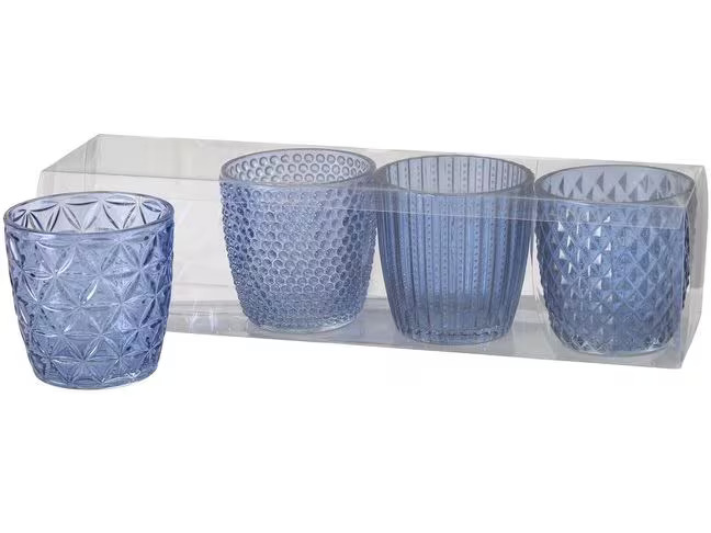 Boltze Windlicht Marilu 4 Stück, 7.5 cm, Blau