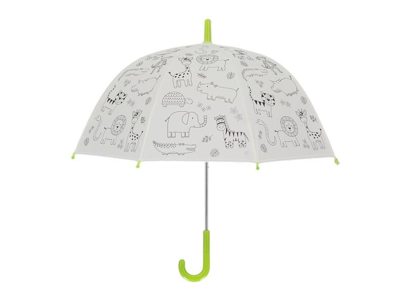 Esschert Design Bastelset Schirm Dschungeltiere zum Bemalen Grün/Weiss