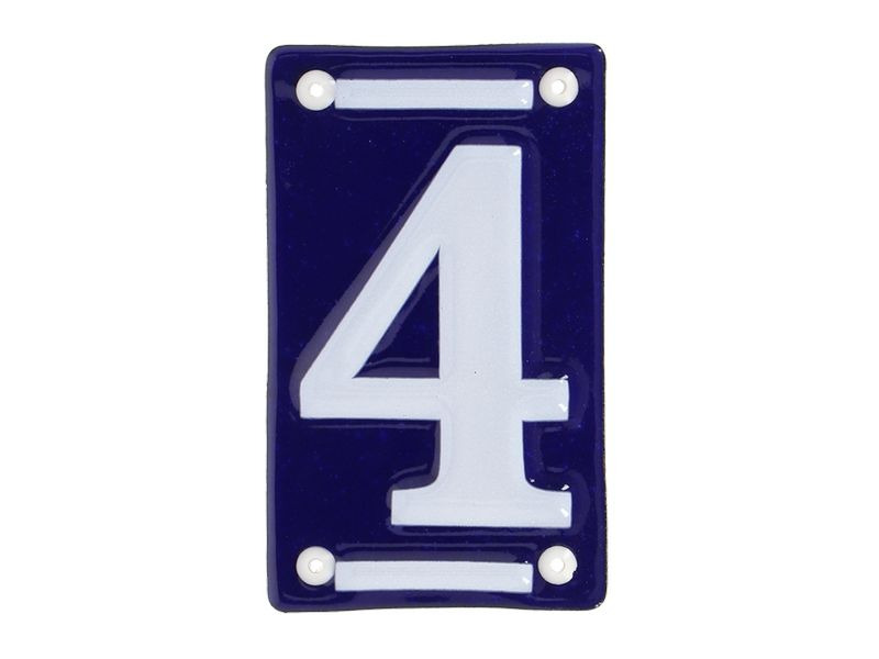 Esschert Design Hausnummer 4 7 cm, Blau/Weiss