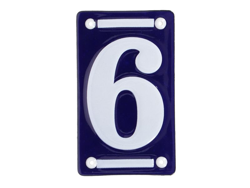 Esschert Design Hausnummer 6 7 cm, Blau/Weiss