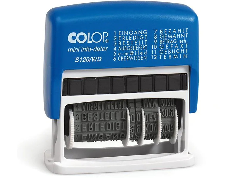 Colop Stempel Dater S120/WD Buchstaben/Zahlen, Blau/Schwarz