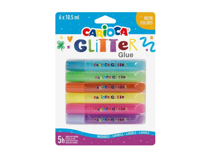 Carioca Glitzerstift Neon 6 Stück, Mehrfarbig