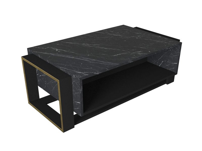 Woody Fashion Couchtisch Bianco 106.4 x 40.4 x 60 cm, Gold/Schwarz