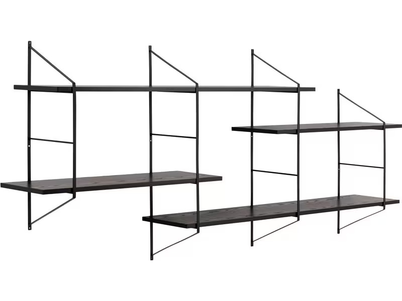 AC Design Wandregal Belfast 191 x 25,5 x 79 cm, Schwarz