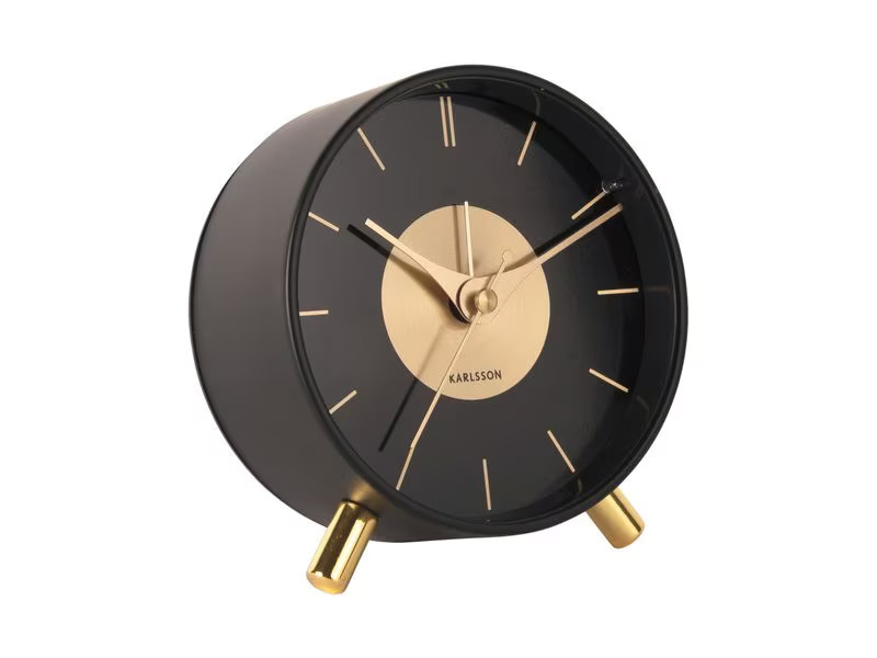 KARLSSON Klassischer Wecker Gold Disc Gold/Schwarz