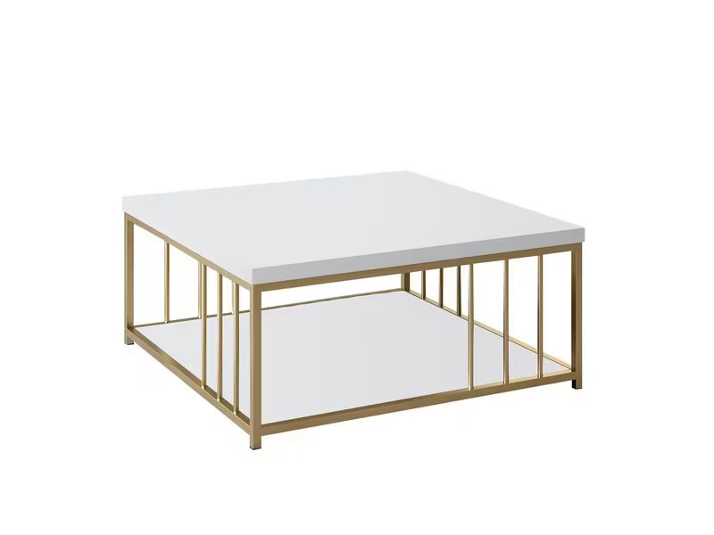 Woody Fashion Couchtisch Zenn 90 x 39 x 40 cm, Gold/Weiss